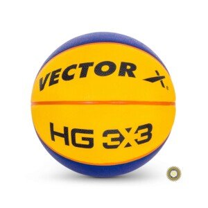 Vector X HG 3X3 Official Match Ball (Basketball Federation of India) Specialized Reinforced Rubber Basketball - Blue-Yellow / 6