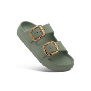 Women's Dual Buckle EVA Slides in Lightweight and Open-Toe Design