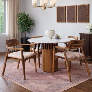 Gistel Marble Top 4 Seater Dining Set with Diego Chair