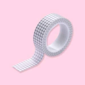 Solid Color Grid Washi Tape - White