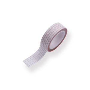 Solid Color Grid Washi Tape - White - Gold Grid