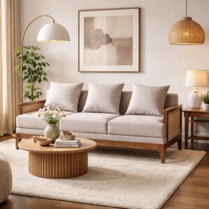 Arbor Rattan Sofa 3 Seater Textured Light Brown