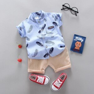 Vertical Striped Shirt And Joggers Pants For Boys - Sizes 80 cm(6 months to 1 year), 90 cm(1 to 2 years), 100 cm(2 to 3 years), 110 cm(3 to 4 years)