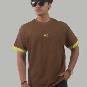 Brown Round Neck T-Shirt - Half Sleeve T-Shirt - Size Large