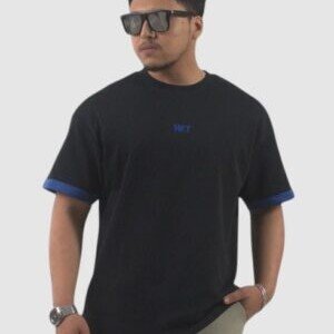 Black Round Neck T-Shirt - Half Sleeve T-Shirt - Size Large