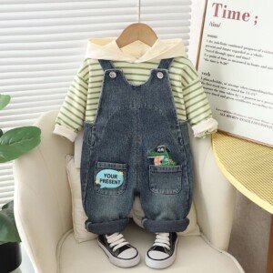 Stylish Sleeveless Crop Top And Soft Jeans Box Pants Set For Girls - Sizes 110 cm(3 to 4 years), 120 cm(4 to 5 years), 130 cm (5 to 7 years), 140 cm (7 to 9 years)