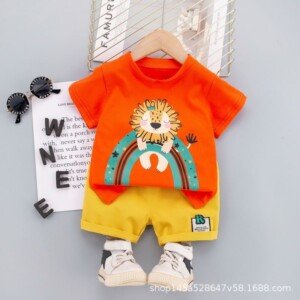 Cute Summer Sleeveless T-Shirt, Floral Suspender Shorts And Headband For Girls - Sizes 80 cm(6 months to 1 year), 90 cm(1 to 2 years), 100 cm(2 to 3 years), 110 cm(3 to 4 years) and more