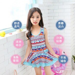 Stylish Halter Neck One Piece Summer Dress For Girls With Belt - Sizes 140 cm (7 to 9 years), 150 cm (9 to 11 years), 160 cm (11 to 13 years)