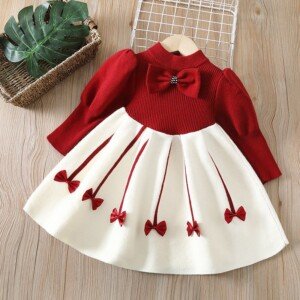 Full Sleeve Red Summer Party/Birthday Net Dress For Girls - Sizes 110 cm(3 to 4 years), 120 cm(4 to 5 years), 130 cm (5 to 7 years), 140 cm (7 to 9 years) and more